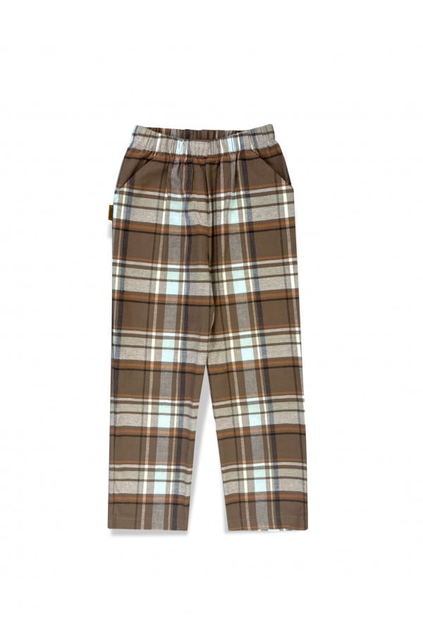 Pants flanel with pockets  brown/blue checkers 0113_F25098