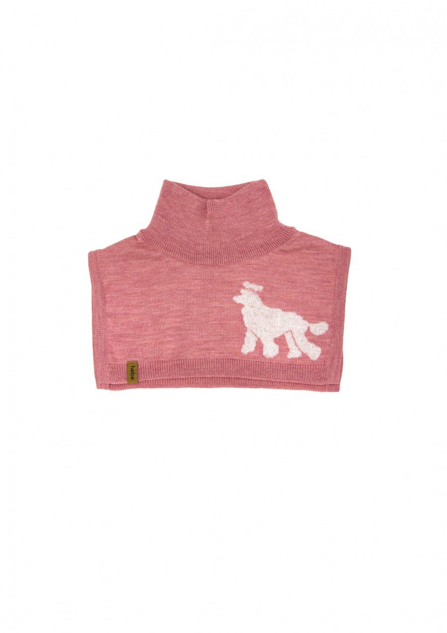 Bib pink merino wool with poodle FW23113