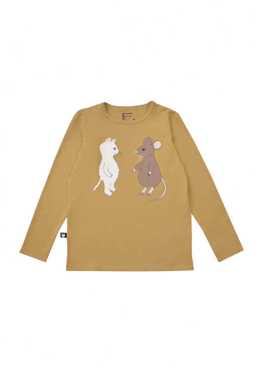 Top mustard with mousy and cat FW20203
