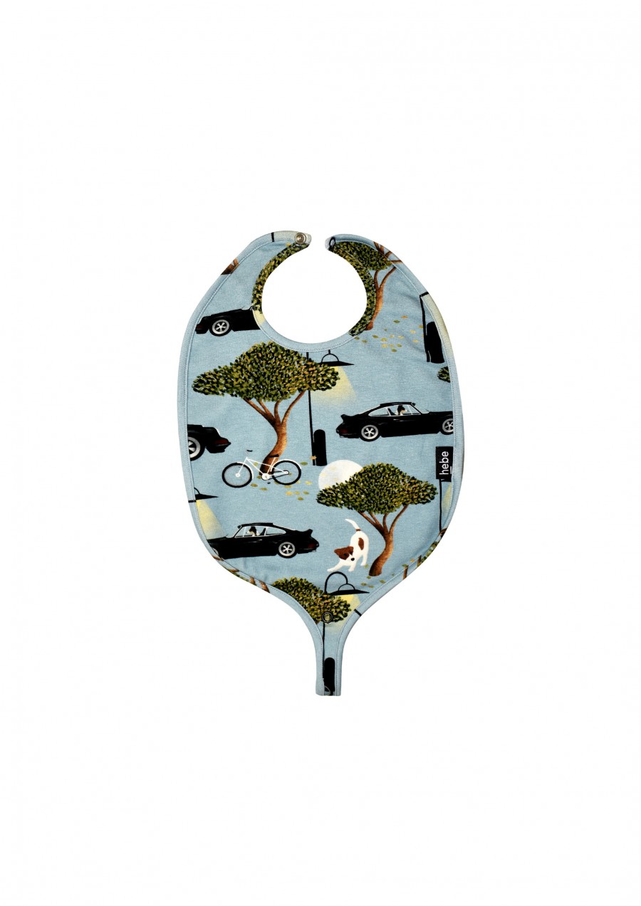 Baby bib with pacifier holder, evening ride print FW21269