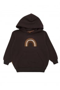 Kids hoodie sweater chocolate brown with a rainbow