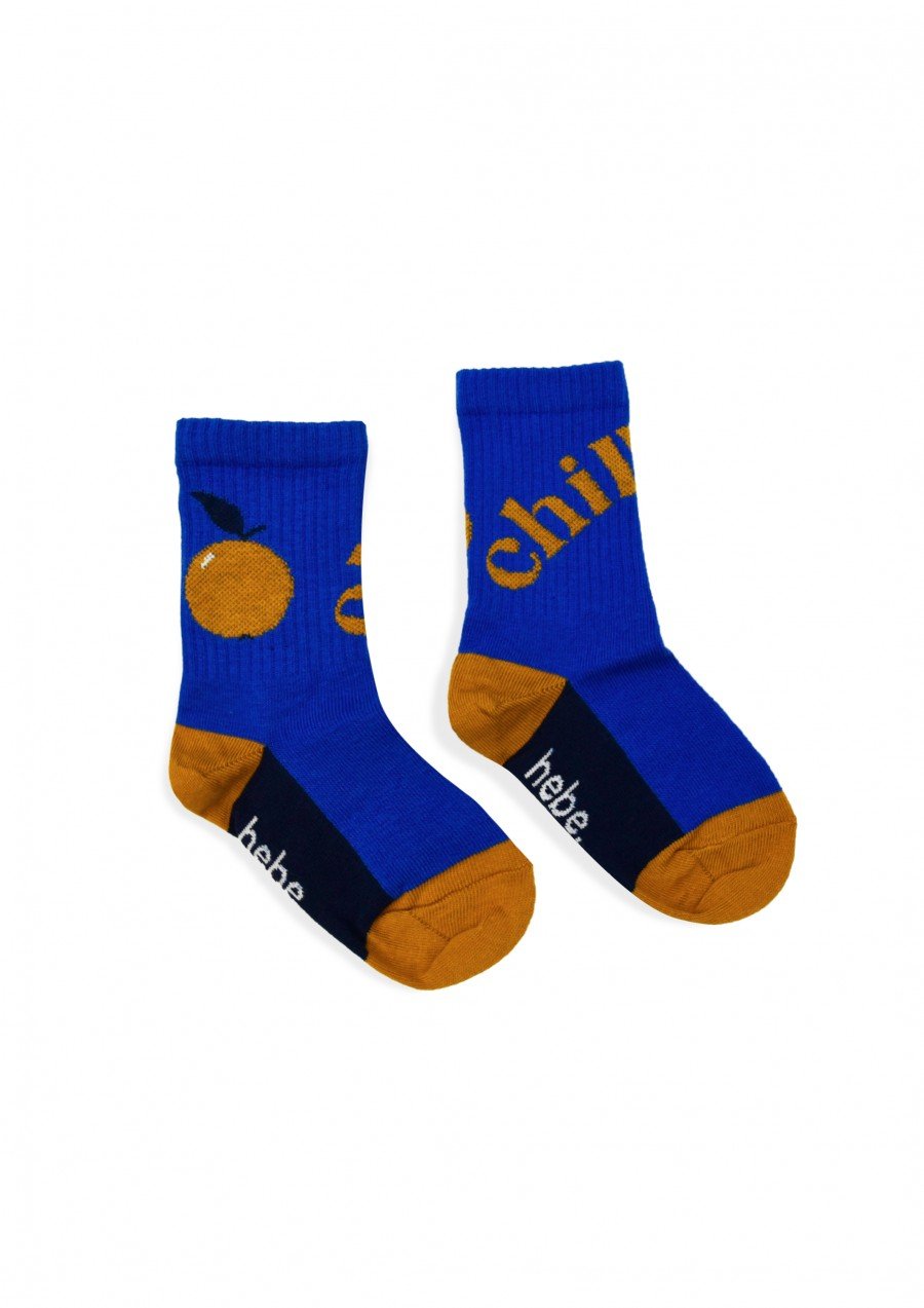 Socks dark blue with apple SS24333