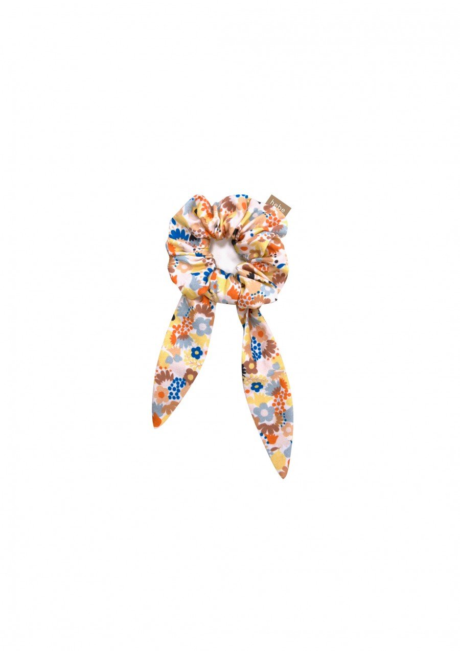 Scrunchy with bow and yellow floral print SS23040