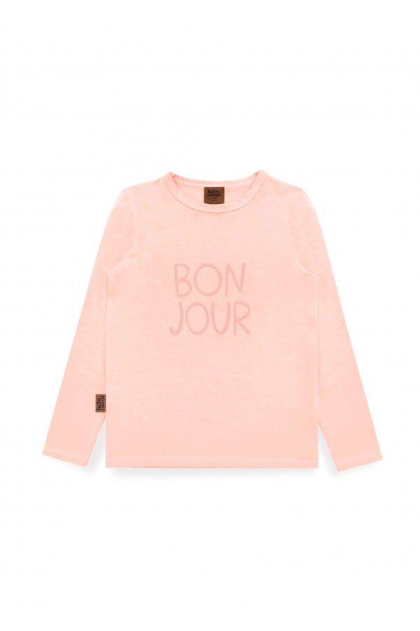 Top with BONJOUR  placment print pink 0108_F25068