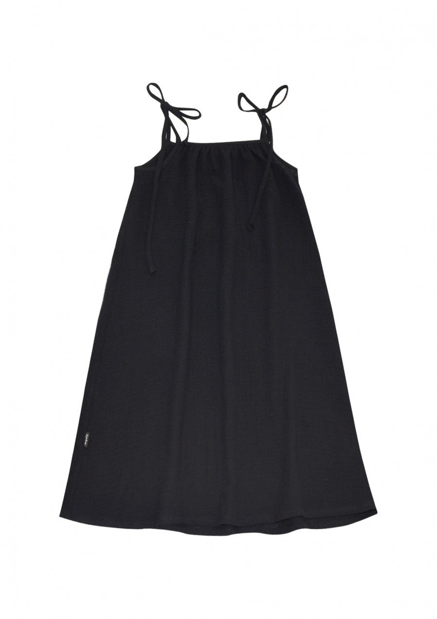 Dress black muslin with straps SS21255