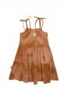 Dress brown tie-dye muslin with embroidery lemon SS23091L