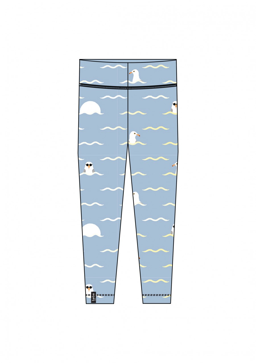 Leggings with high waist and blue sea print SS21315