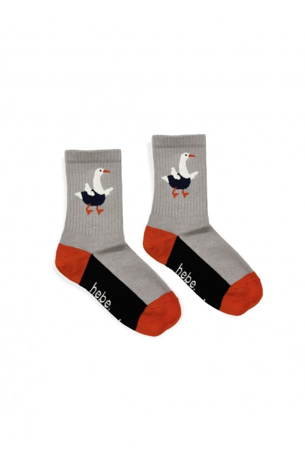 Socks grey with goose SS24335