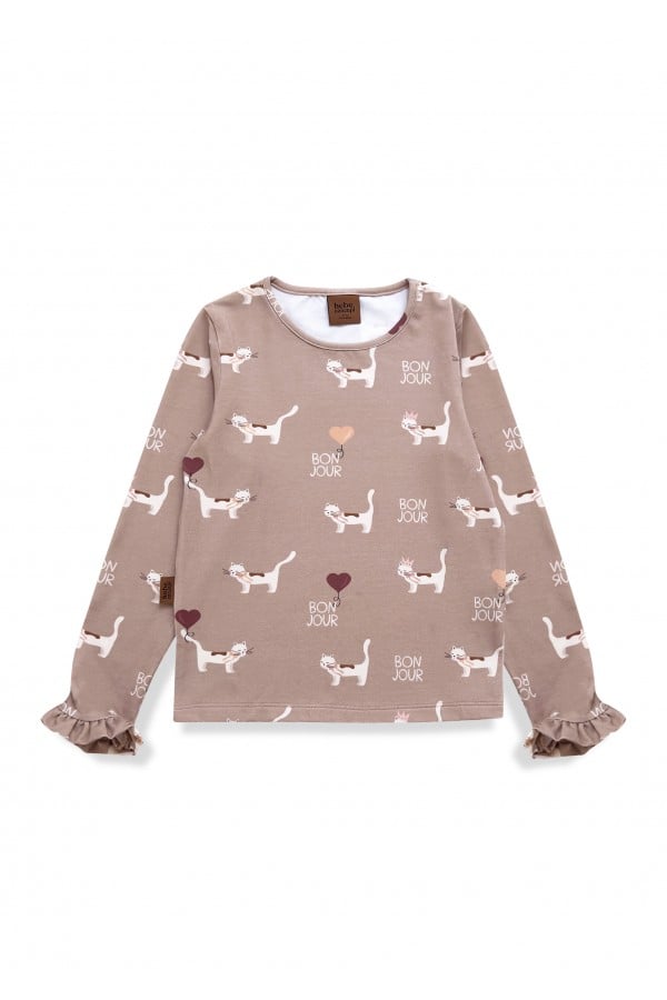 Top with all-over cat print 0181_F25105