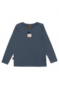 Kids top midnight blue long sleeves with apple print