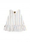 Blouse cotton off-white with blue stripes print SS24294L