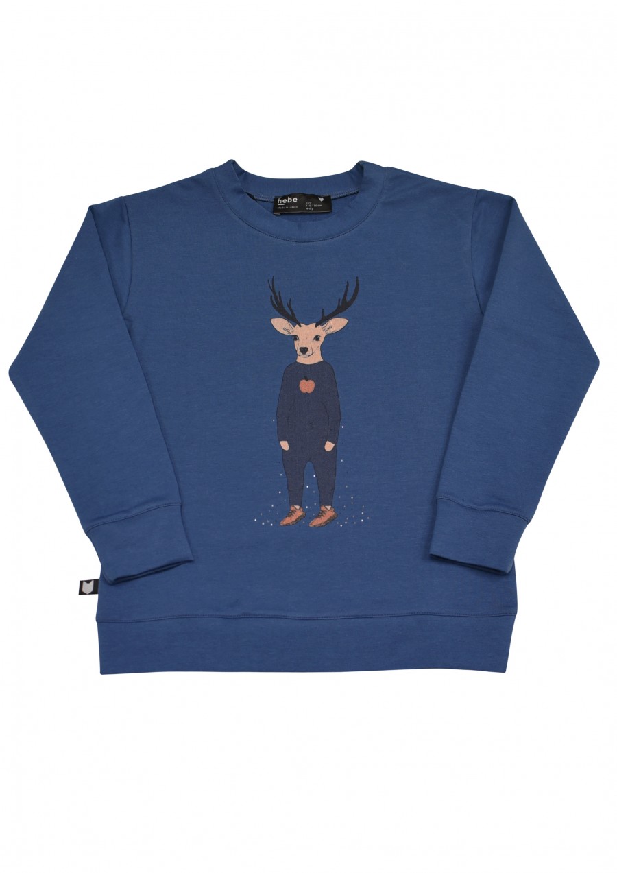 Sweater dark blue with deer Fw19173