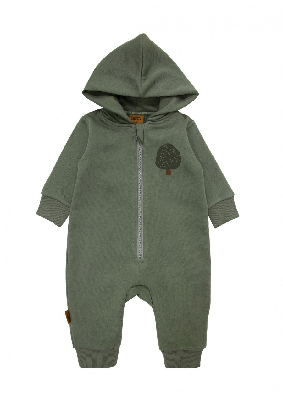 Warm jumpsuit green with a tree print AY24120