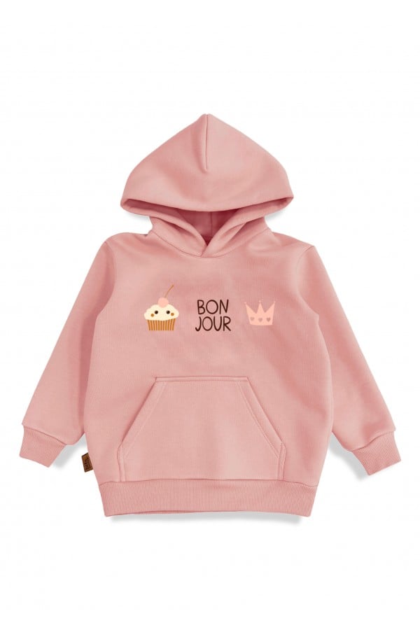 Hoodie pink with placment print 0130_F25124