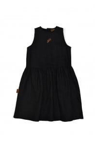 Dress linen black with embroidery