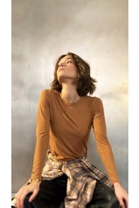 Lazy Monday slim fit top golden brown
