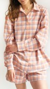 Shirt pink and peach checkered 0086_S25368