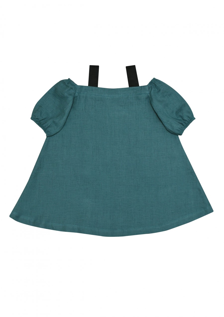 Daughter linen summer dress, emerald green SS180191