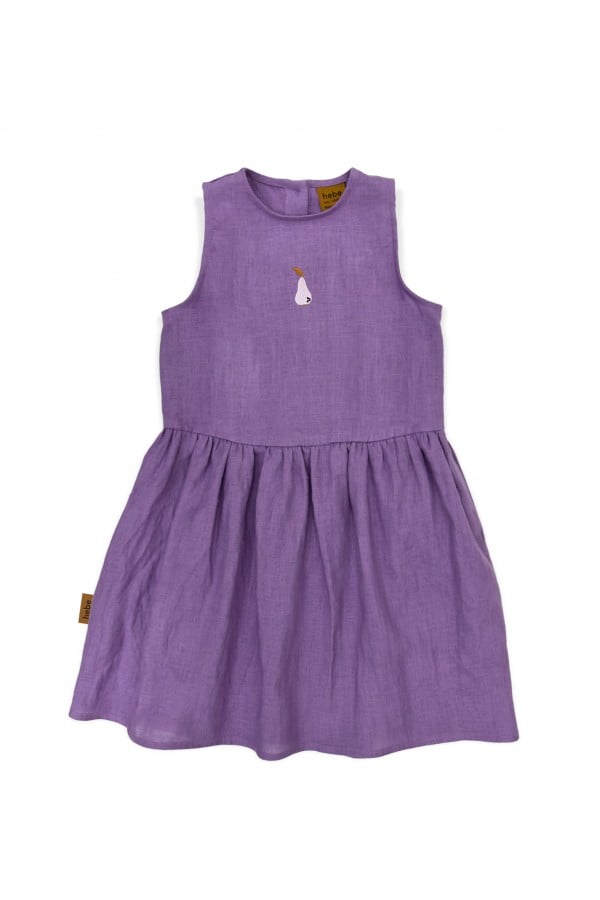 Dress linen violet with embroidery