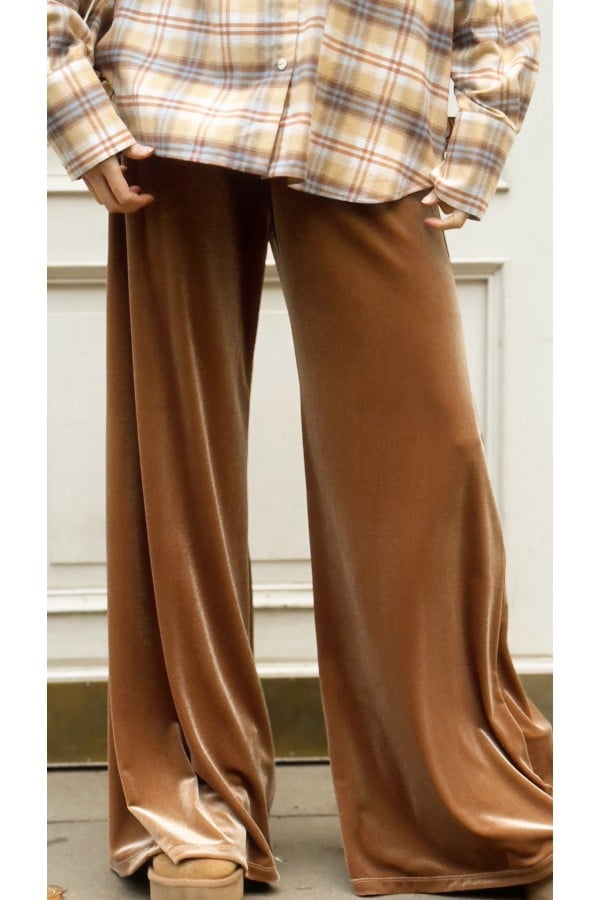 Golden brown velvet pants, long 0393_LM014