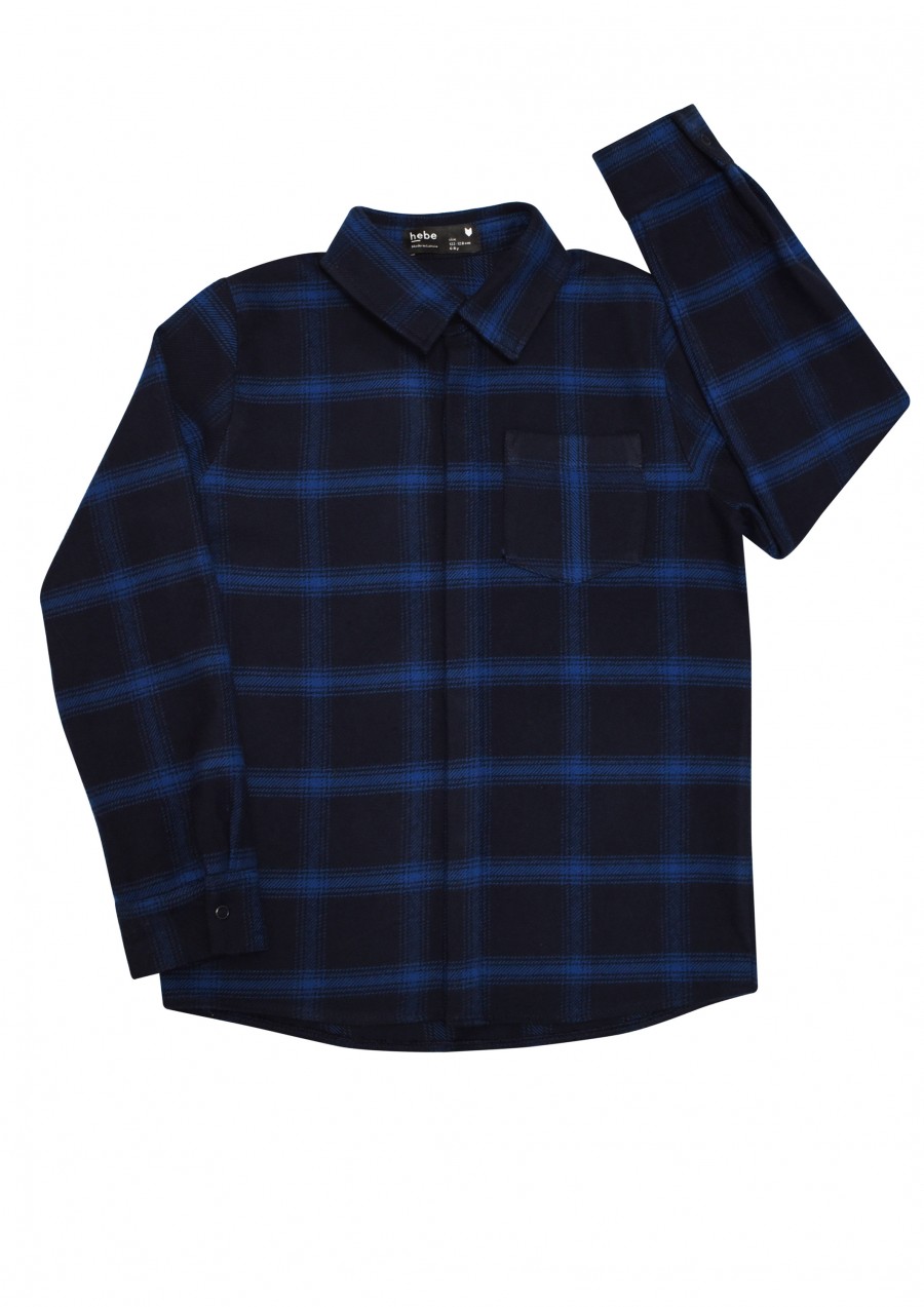 Grid flannel shirt blue FW19064