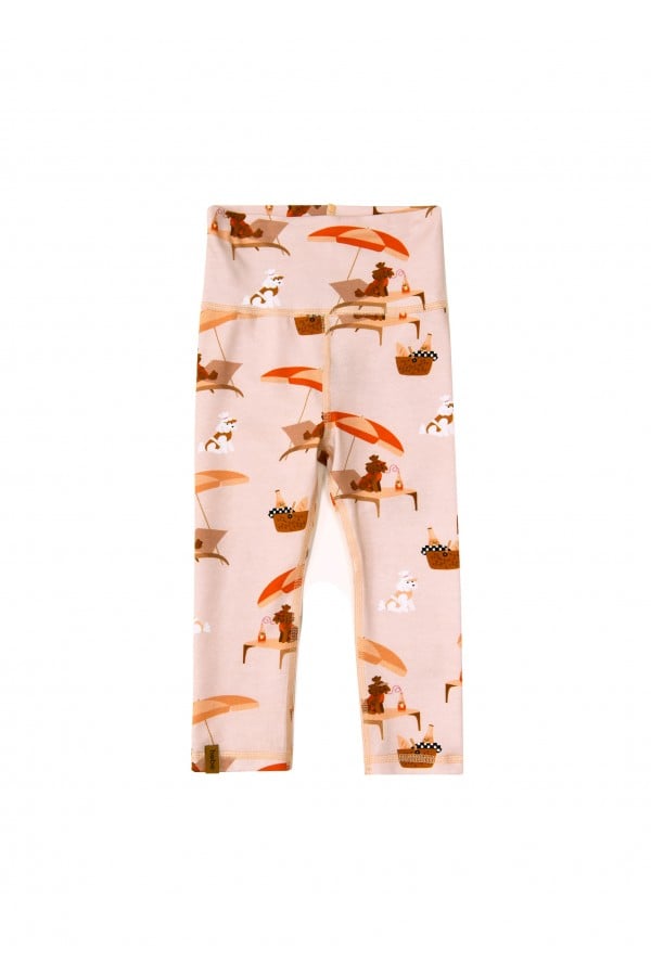 Leggings with high waist pink with dog and umbrella print SS24187