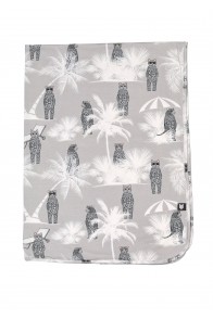 Blanket with grey animal and palm print
