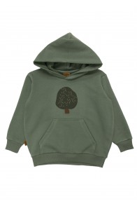 Kids hoodie sweater green with a tree print