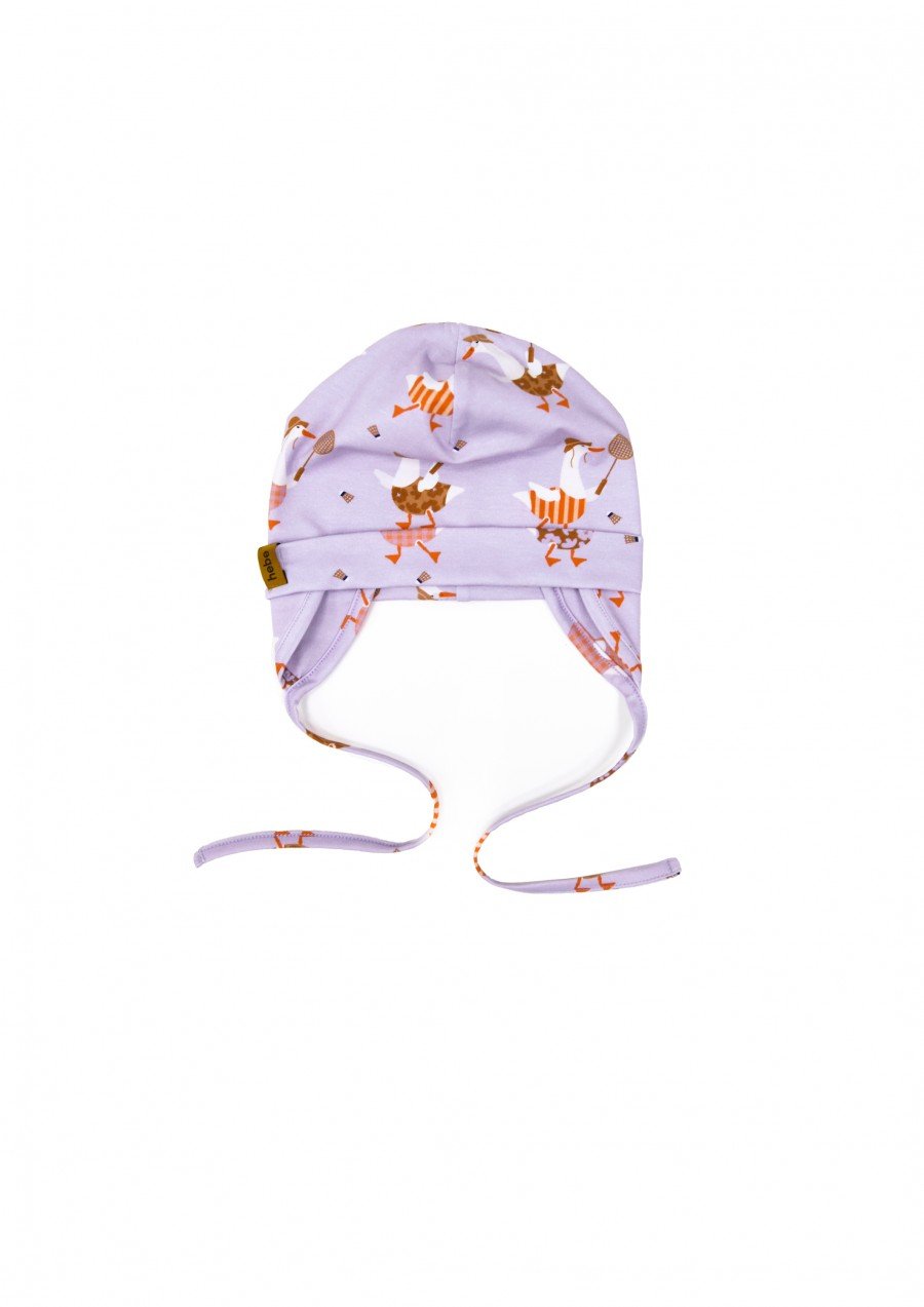 Hat with ears violet with goose print SS24125