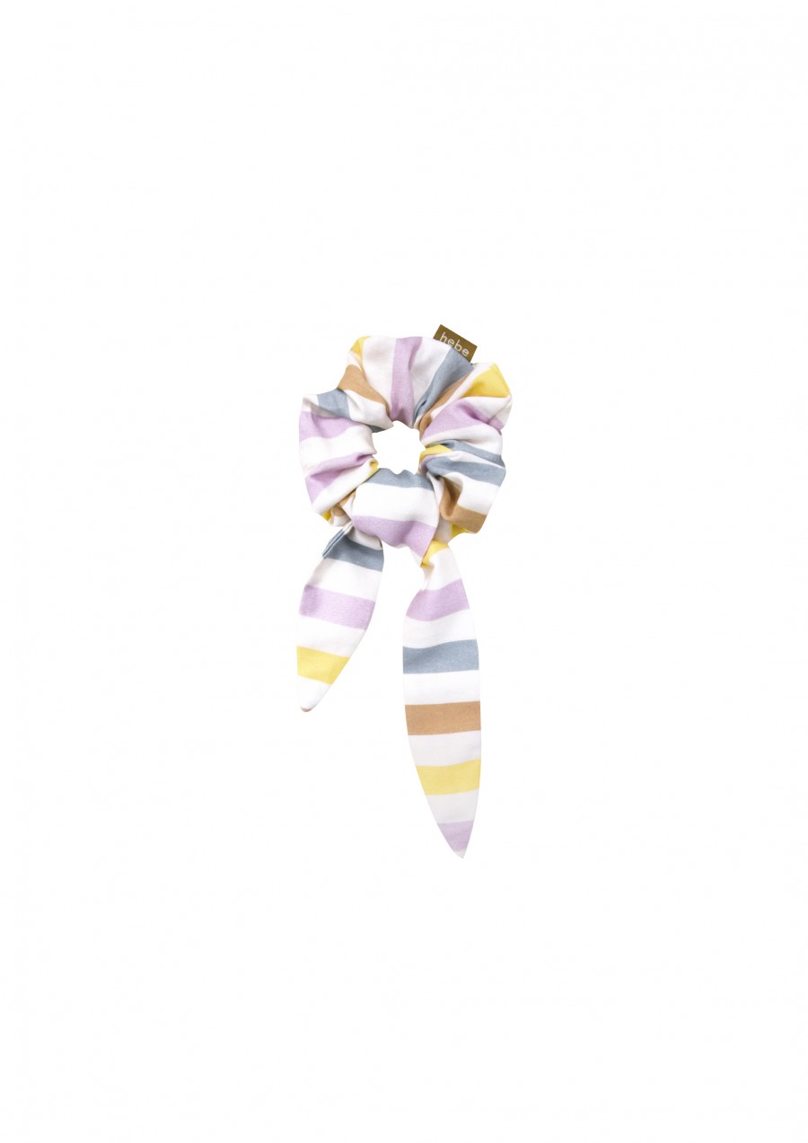 Scrunchy with bow and pastel stripes SS23181