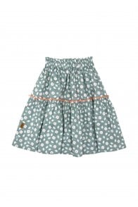 Skirt cotton green with flowers print