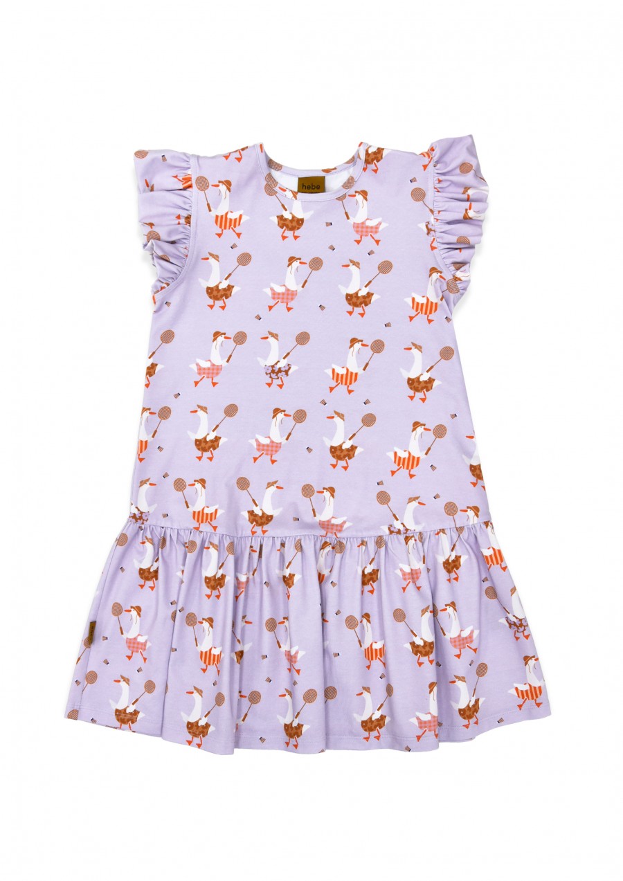 Dress violet with goose print SS24137