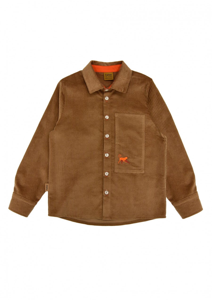 Shirt brown corduroy with bright orange details FW23234L
