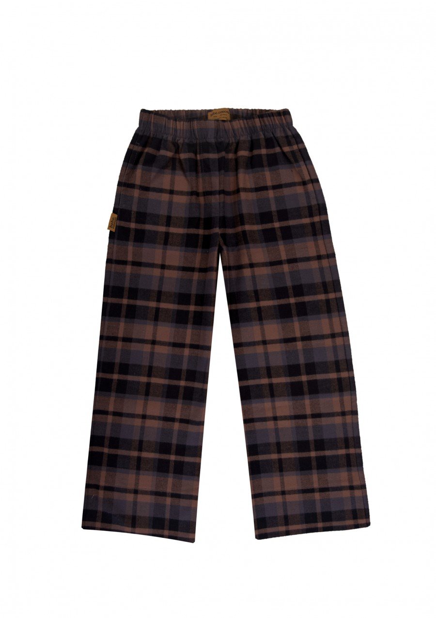 Pants brown checkered flanel FW24219