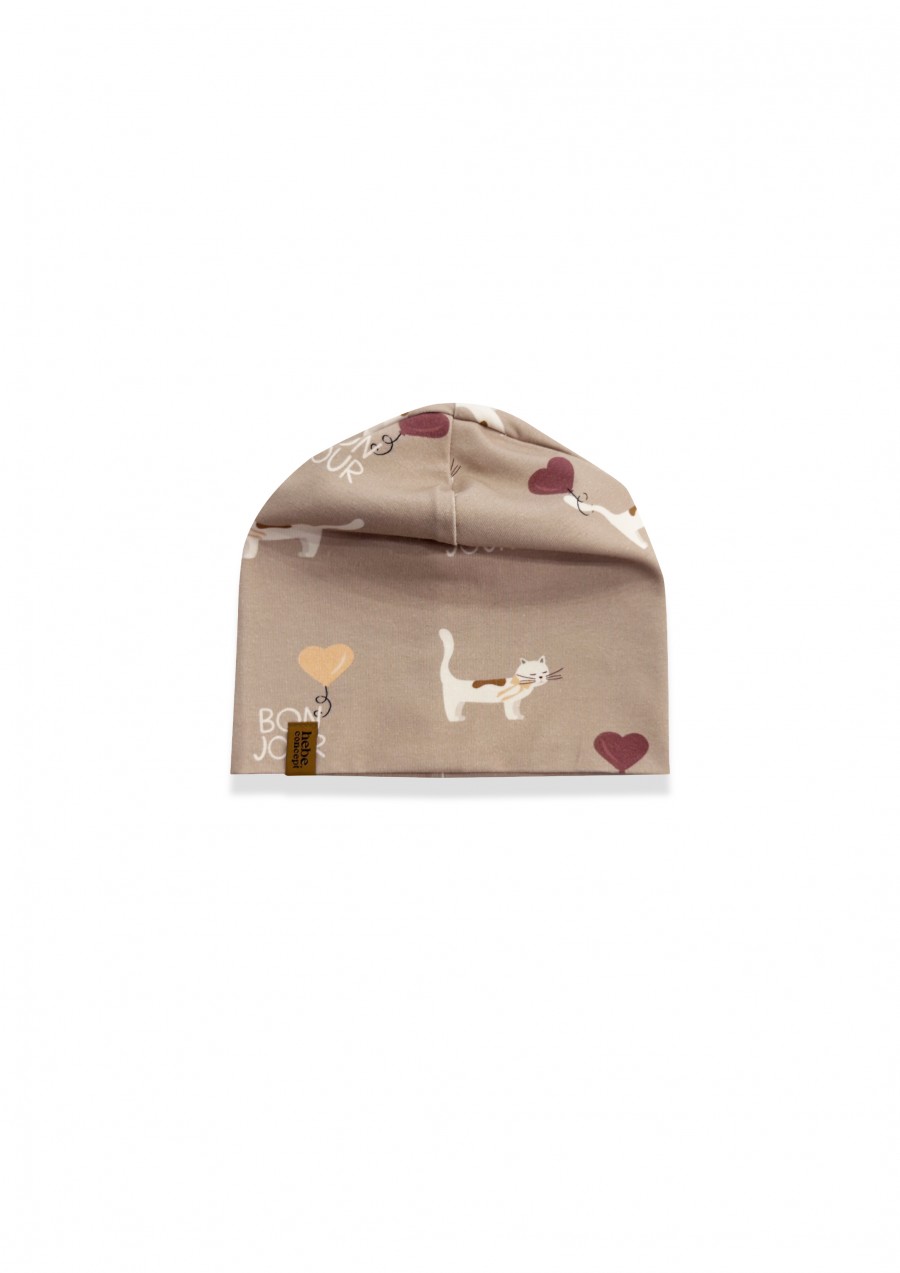 Hat with all-over cat print 0174_F25100