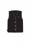 Vest linen black with embroidery SS24277