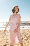 Wrap dress lilac linen for female SS23208