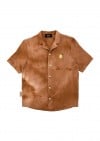 Shirt brown tie-dye muslin with embroidery lemon SS23089L