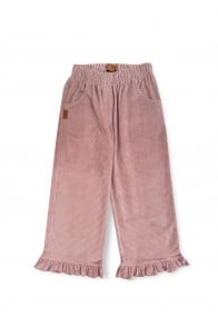 Pants corduroy with ruffles dusty pink