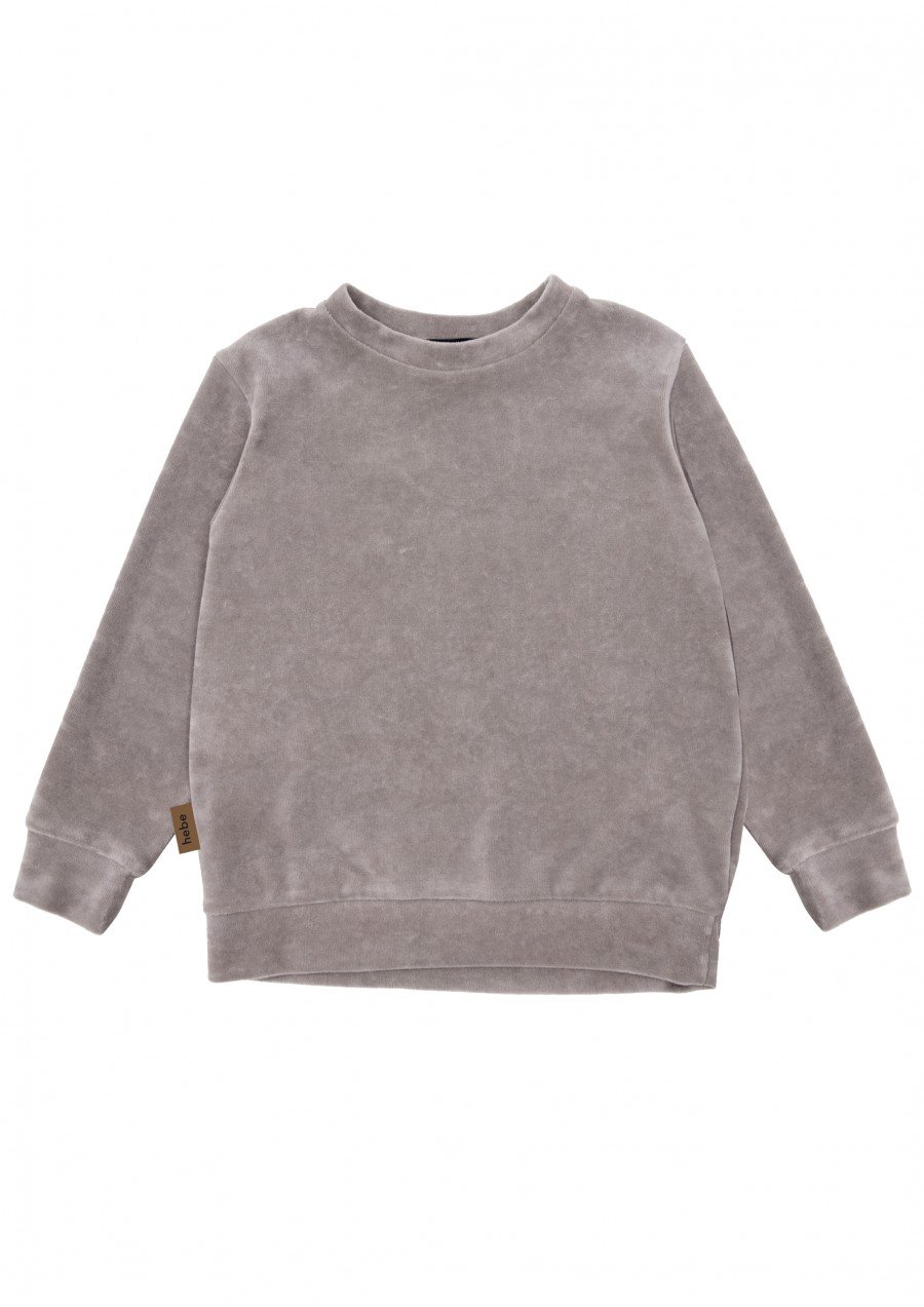 Sweatshirt light grey velvet for female FW23156