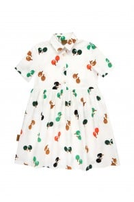 Dress cotton off-white with ping pong print