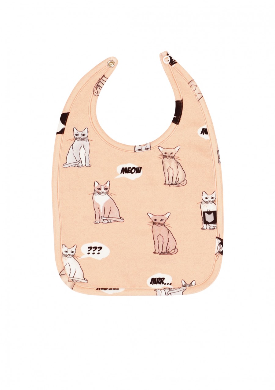 Baby bib coral with cat print SS19063