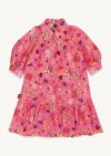 Dress pink with fruits allover print for female KLA24046