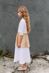 Dress white linen with ruffle SS19122