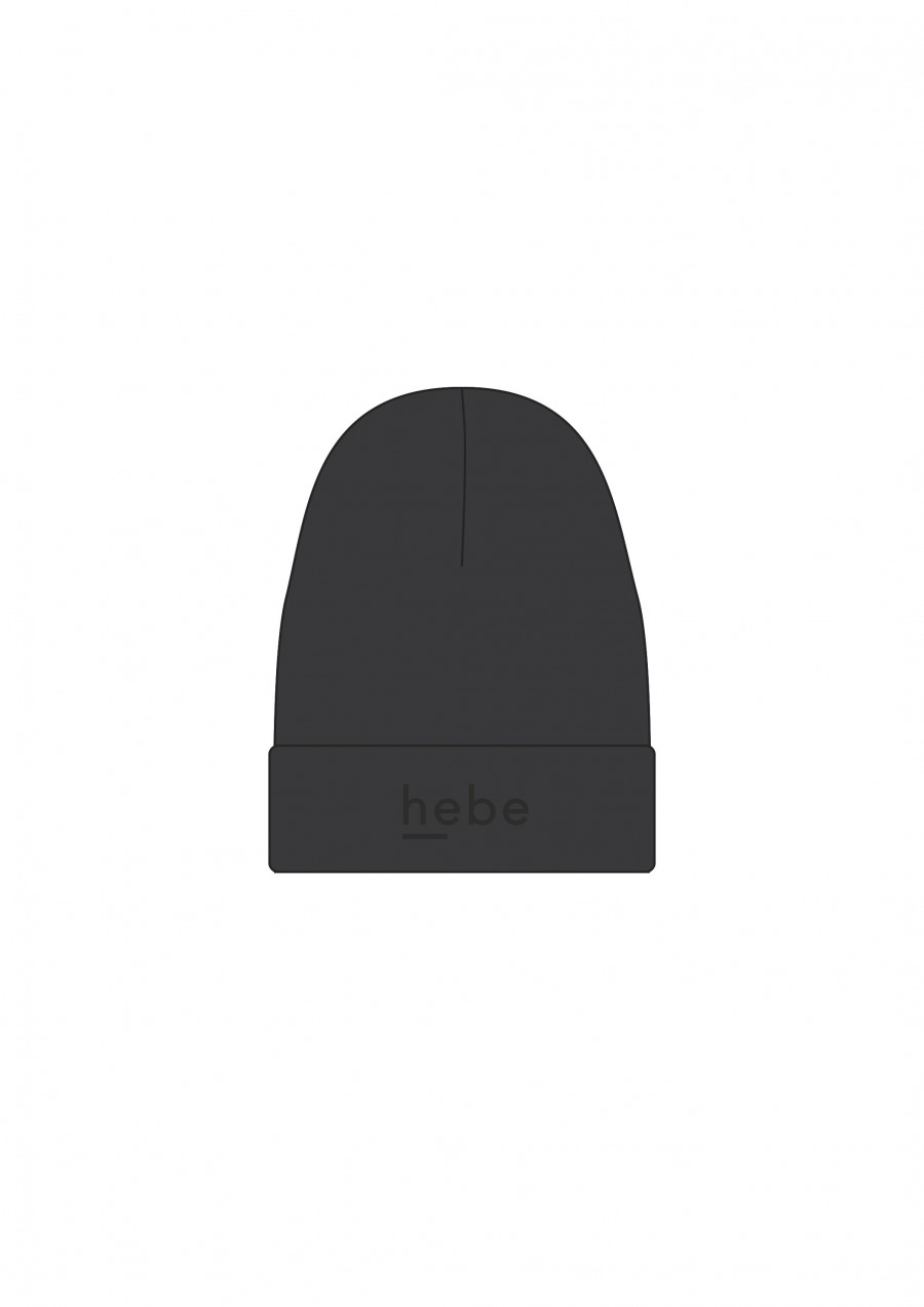 Warm hat dark grey merino wool with Hebe embroidery FW21419