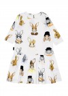 Dress white with Easter bunny print E21007L