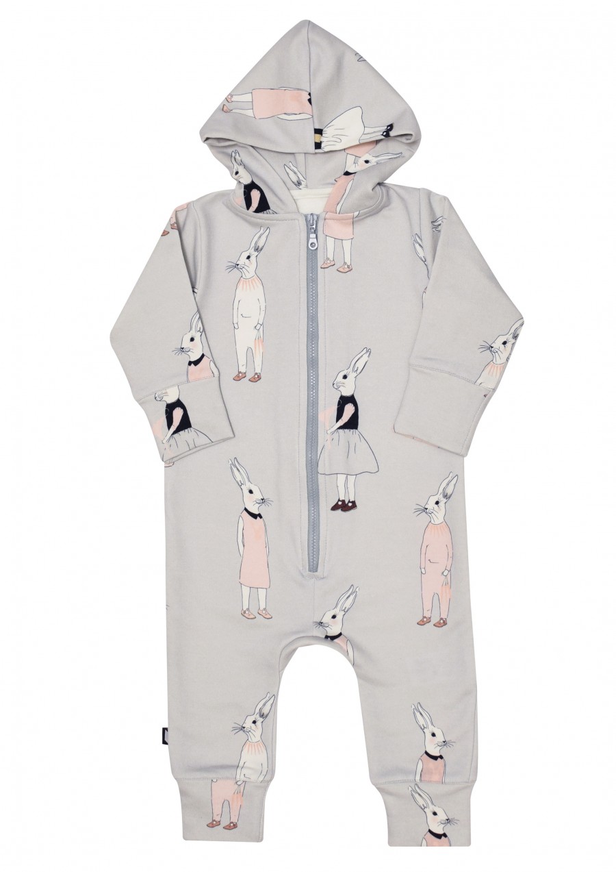 Warm jumpsuit light grey with bunny print FW19131