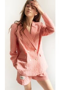Shorts raspberry pink checkered for female