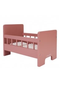 Wooden doll bed with textile