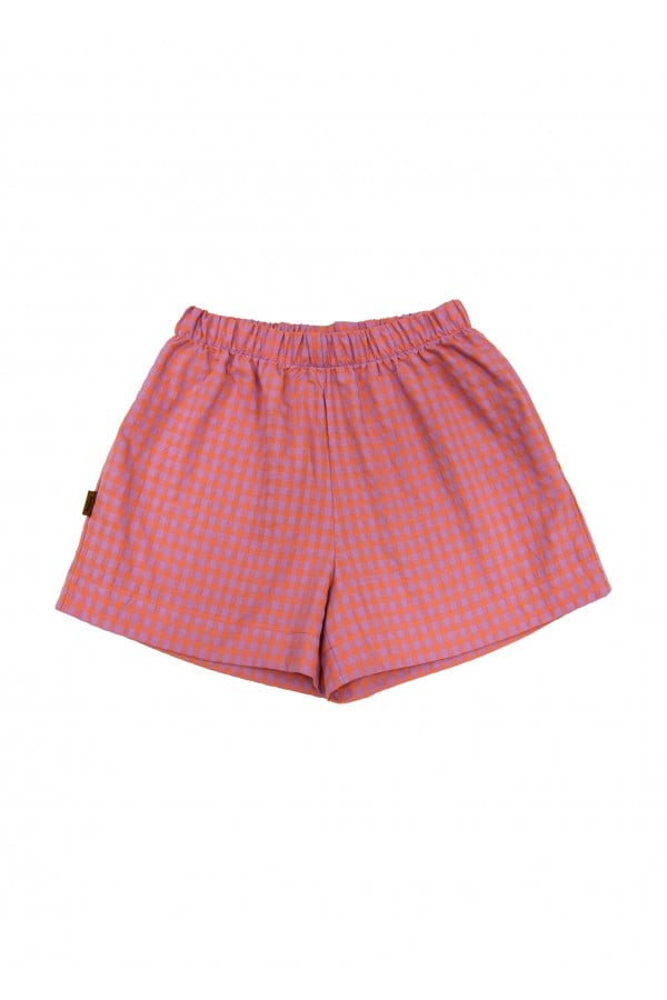 Shorts cotton with pink check print SS24369